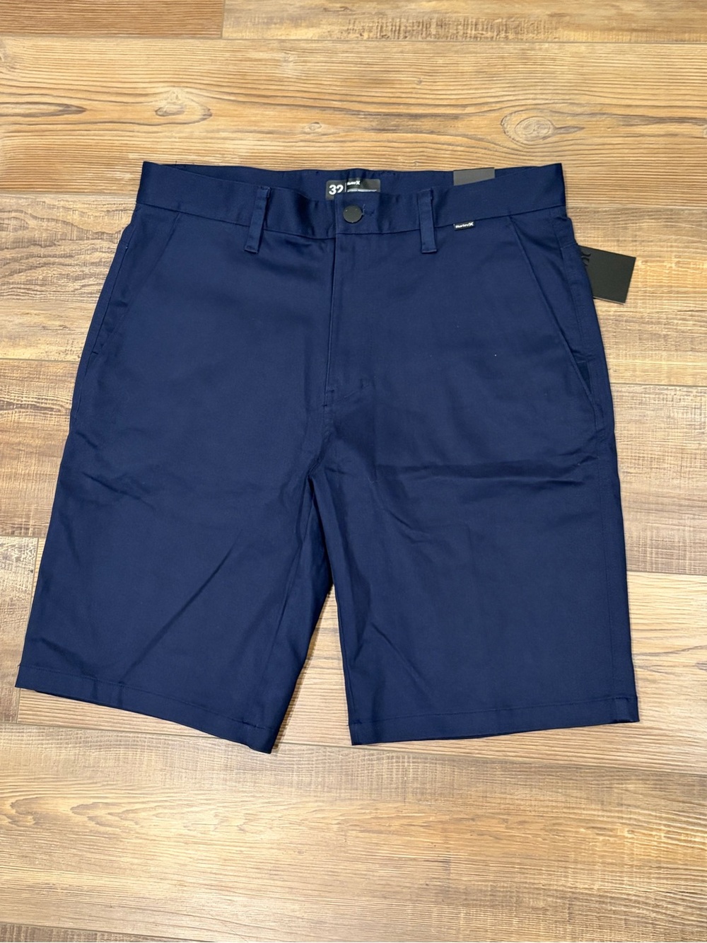 Hurley New Men's Navy Flat Front Casual stretch chino Shorts